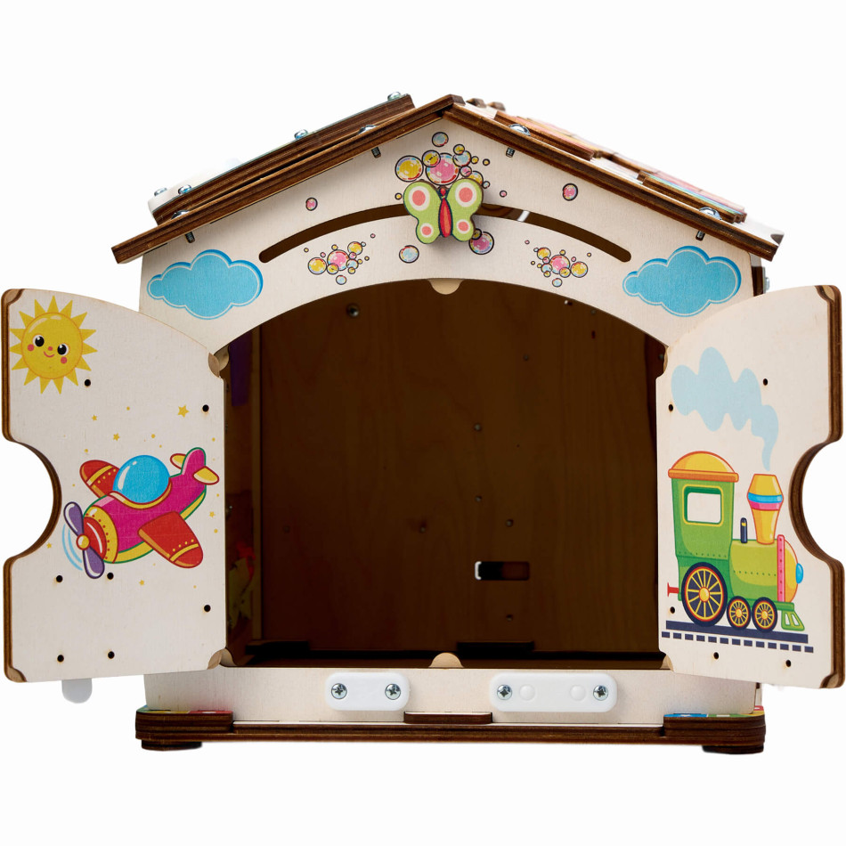 Бизиборд домик Смайлики на машинке 2.0 со светом
